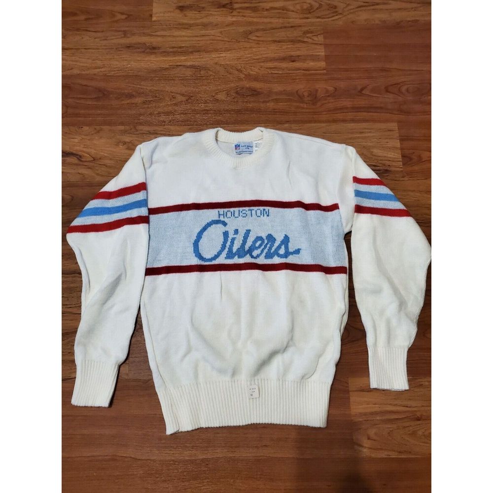 Rare Houston Oilers CLIFF ENGLE  SWEATER SIZE M MADE IN USA Vintage
